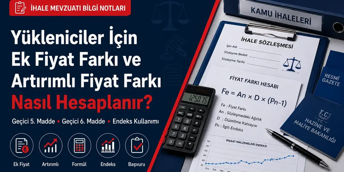 Ek fiyat farkı ve artırımlı fiyat farkı hesaplama, Geçici 5. madde, Geçici 6. madde, endeks kullanımı ve başvuru süreci