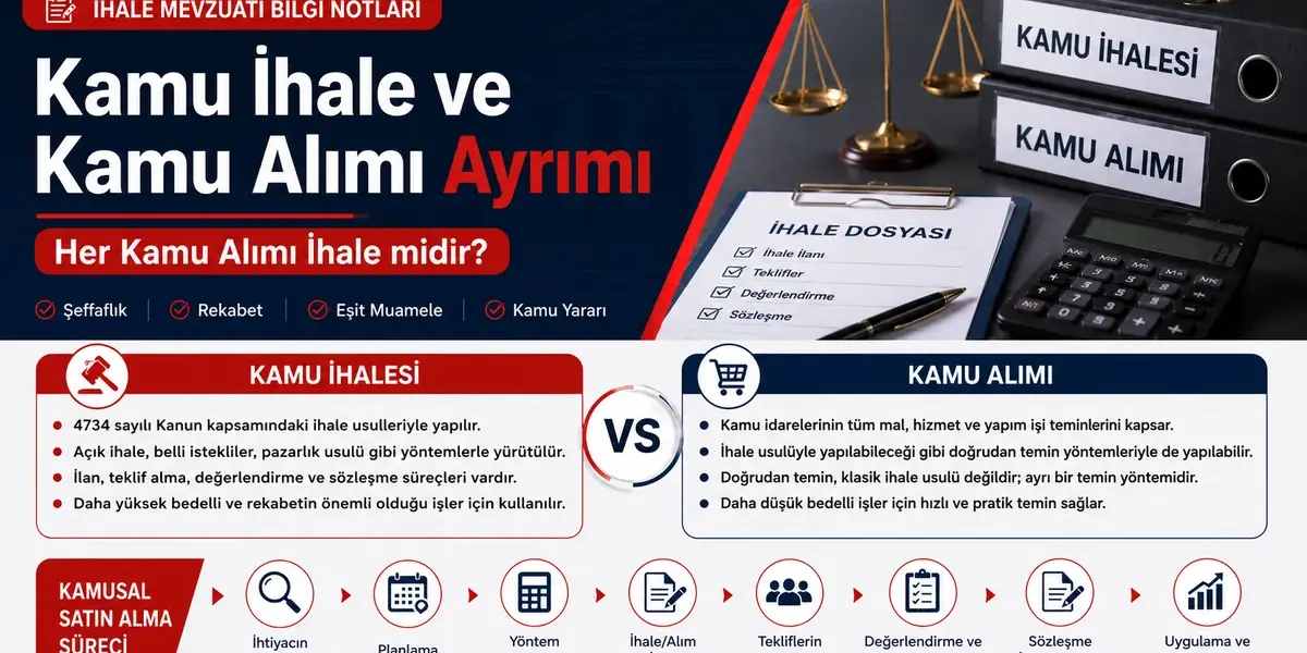 Kamu ihale ve kamu alımı ayrımı, her kamu alımı ihale midir sorusu, doğrudan temin, ihale usulleri ve kamusal satın alma süreci