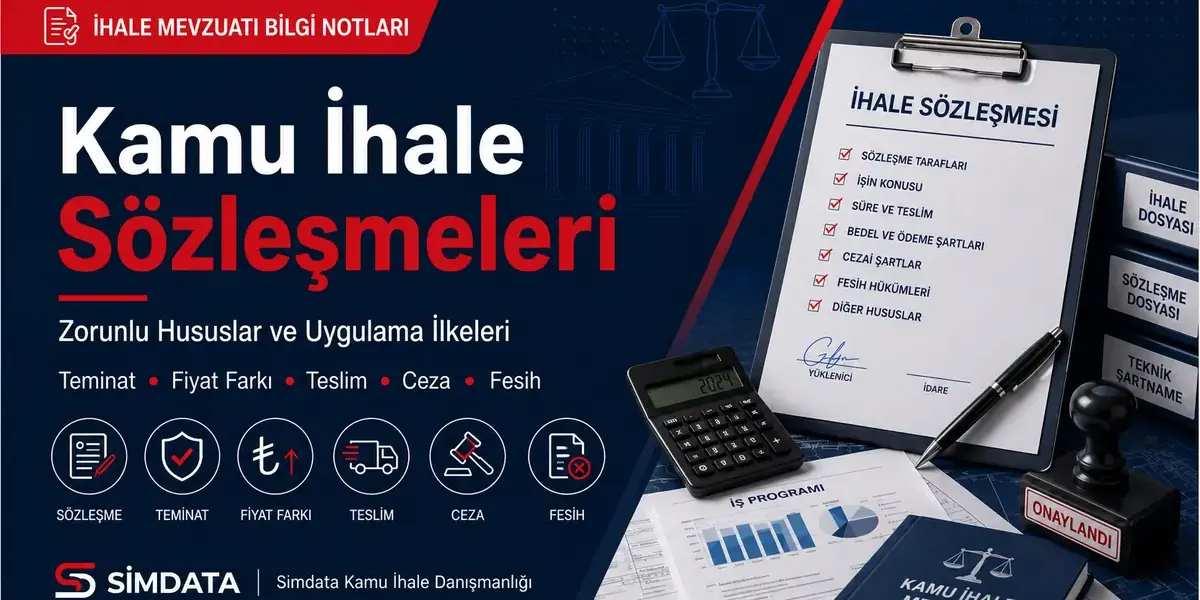 Kamu ihale sözleşmeleri, zorunlu hususlar, uygulama ilkeleri, teminat, fiyat farkı, teslim, ceza ve fesih hükümleri
