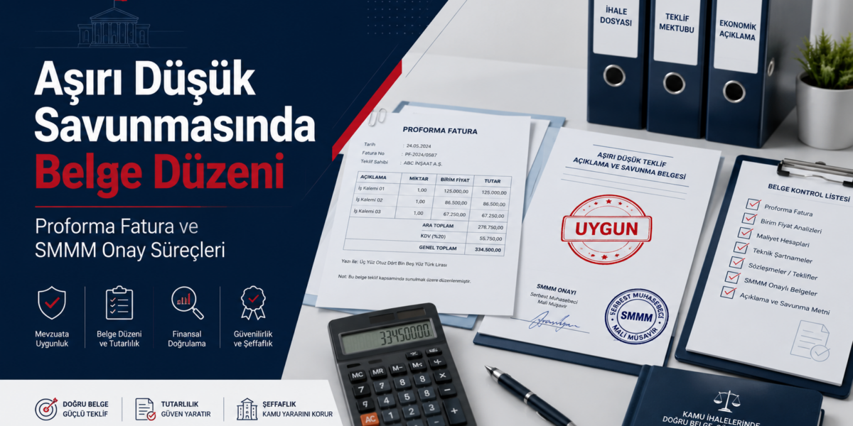 Aşırı düşük savunmasında belge düzeni, proforma fatura, fiyat teklifi ve SMMM onay süreçleri