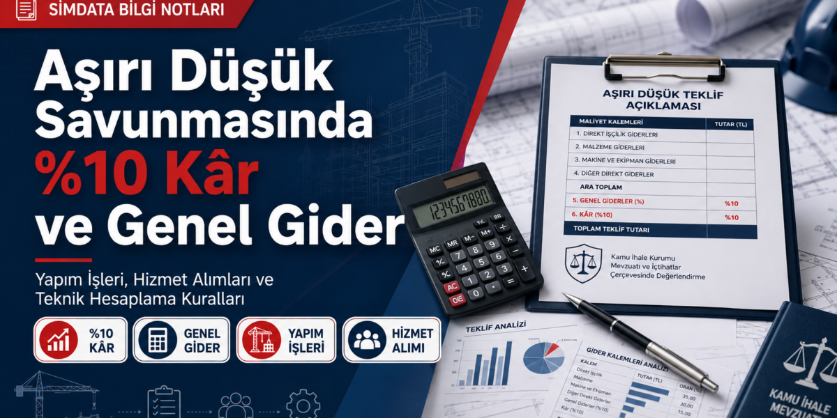 Aşırı düşük savunmasında yüzde 10 kâr, genel gider, yapım işleri ve hizmet alımı hesaplama kuralları