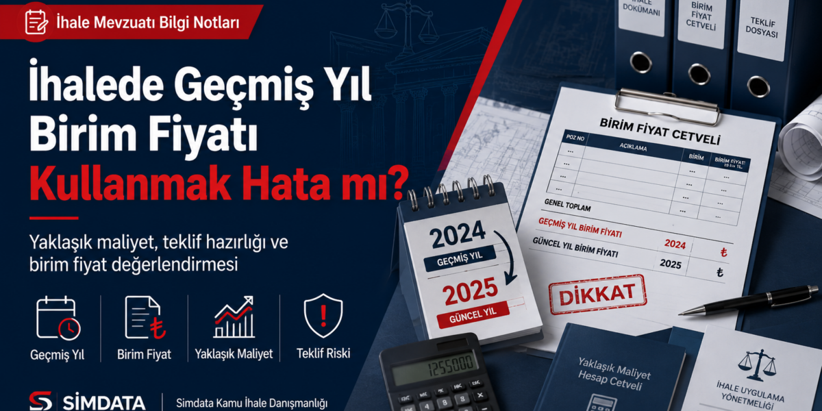 İhalede geçmiş yıl birim fiyatı kullanımı, yaklaşık maliyet, güncel birim fiyat ve teklif riski değerlendirmesi
