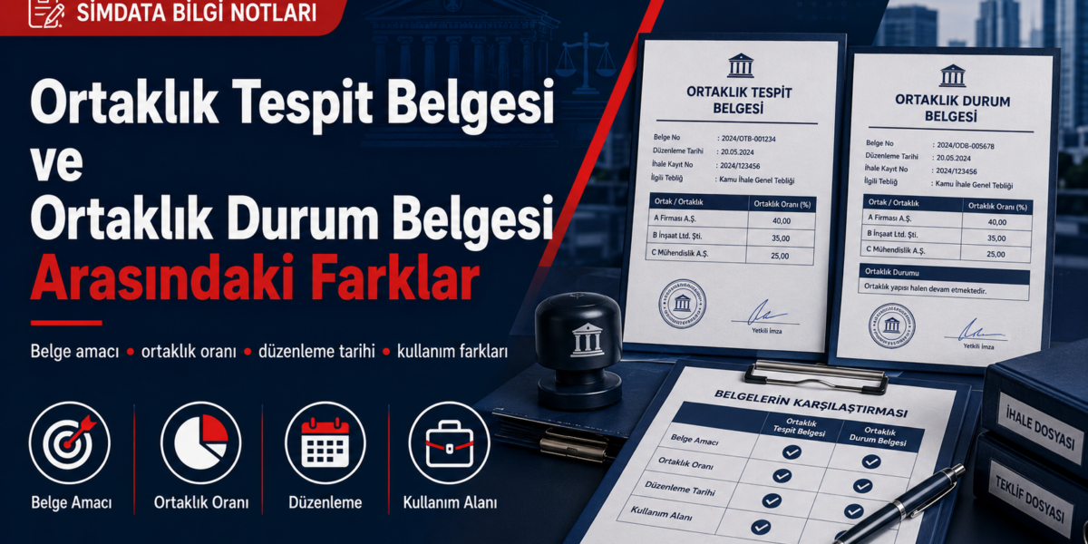 Ortaklık tespit belgesi ile ortaklık durum belgesi arasındaki farklar, ortaklık oranı, düzenleme tarihi ve kullanım alanı karşılaştırması