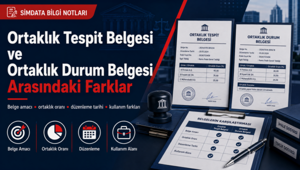 Ortaklık tespit belgesi ile ortaklık durum belgesi arasındaki farklar, ortaklık oranı, düzenleme tarihi ve kullanım alanı karşılaştırması