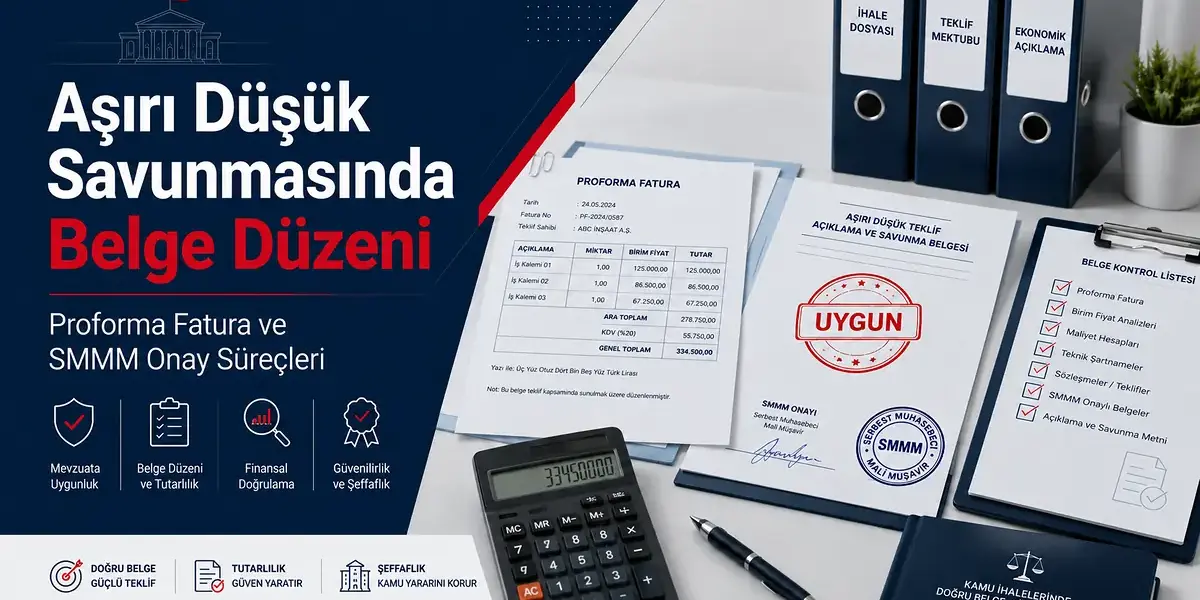 Aşırı düşük savunmasında belge düzeni, proforma fatura, fiyat teklifi ve SMMM onay süreçleri