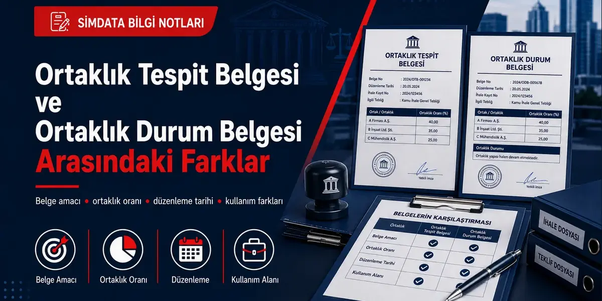 Ortaklık tespit belgesi ile ortaklık durum belgesi arasındaki farklar, ortaklık oranı, düzenleme tarihi ve kullanım alanı karşılaştırması