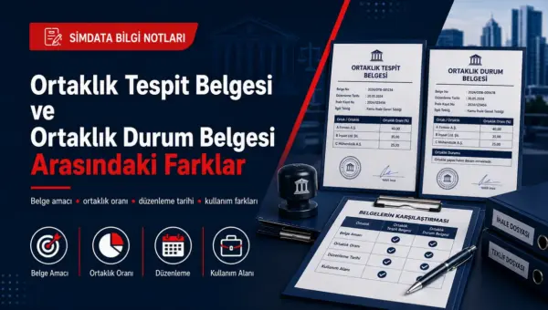 Ortaklık tespit belgesi ile ortaklık durum belgesi arasındaki farklar, ortaklık oranı, düzenleme tarihi ve kullanım alanı karşılaştırması