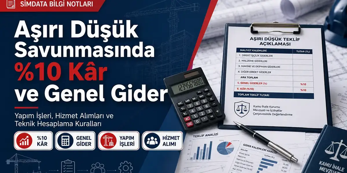Aşırı düşük savunmasında yüzde 10 kâr, genel gider, yapım işleri ve hizmet alımı hesaplama kuralları