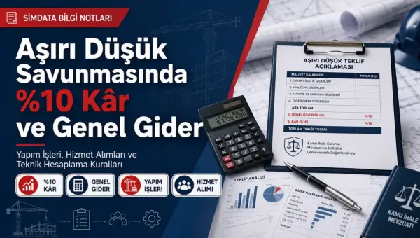 Aşırı düşük savunmasında yüzde 10 kâr, genel gider, yapım işleri ve hizmet alımı hesaplama kuralları