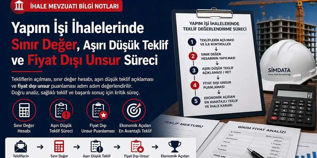 Yapım işi ihalelerinde sınır değer hesabı, aşırı düşük teklif süreci ve fiyat dışı unsur puanlaması